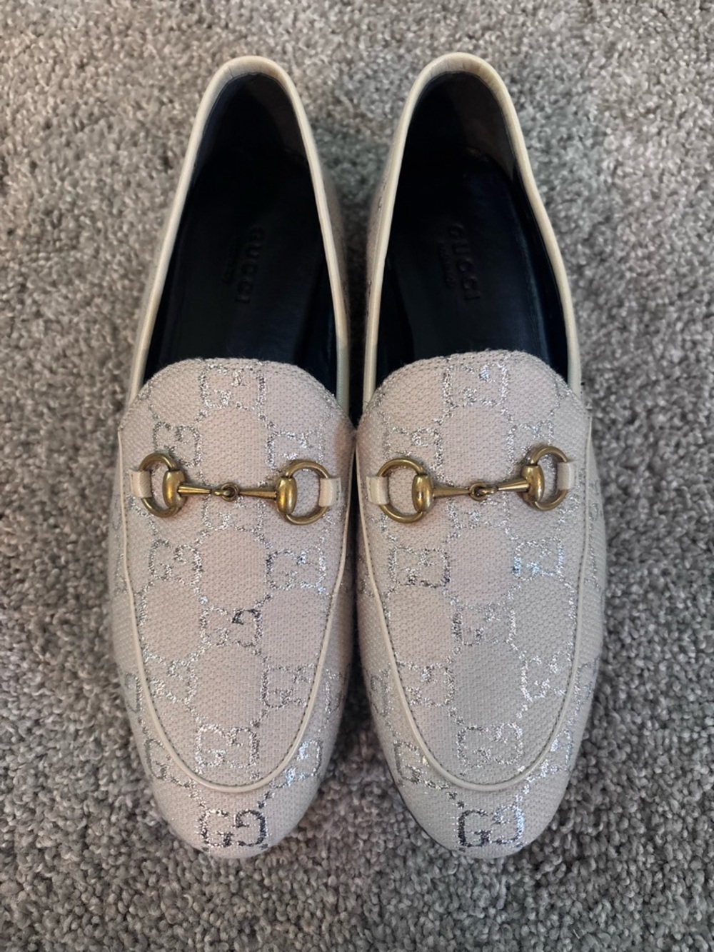 Gucci Jordaan Metallic Horsebit Loafers